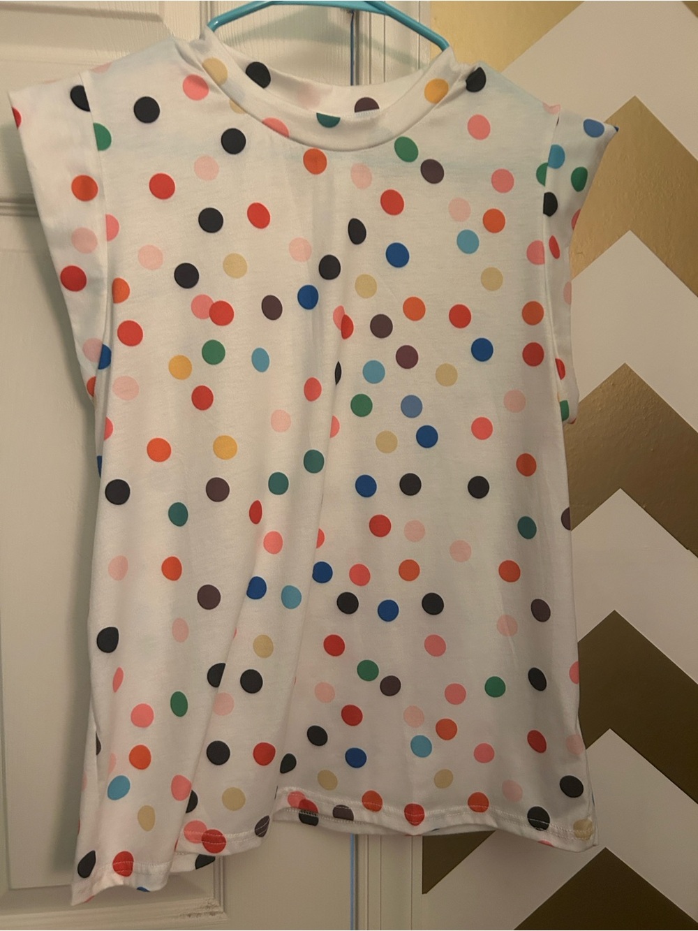 Women’s White Multicolor Polka Dot Sleeveless Tank Top